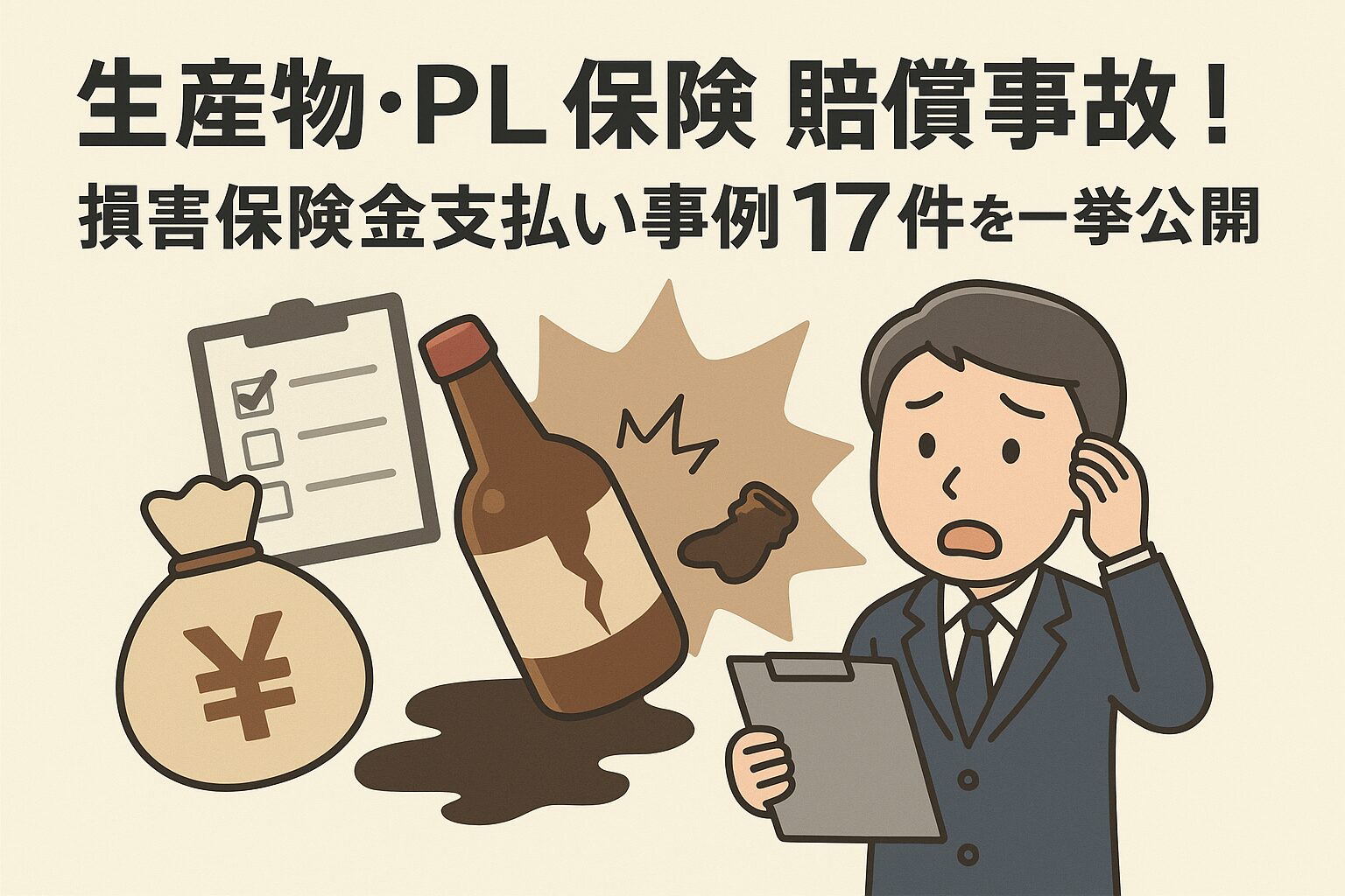 生産物・PL保険賠償事故！損害保険金支払い事例17件を一挙公開