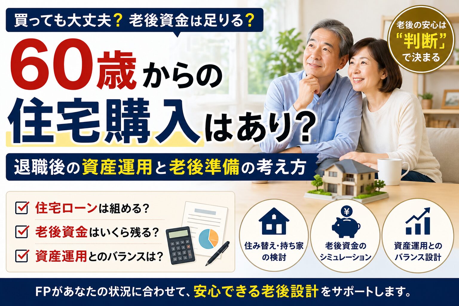 60歳からの住宅購入はあり？退職後の資産運用と老後準備の正しい考え方をFPが解説