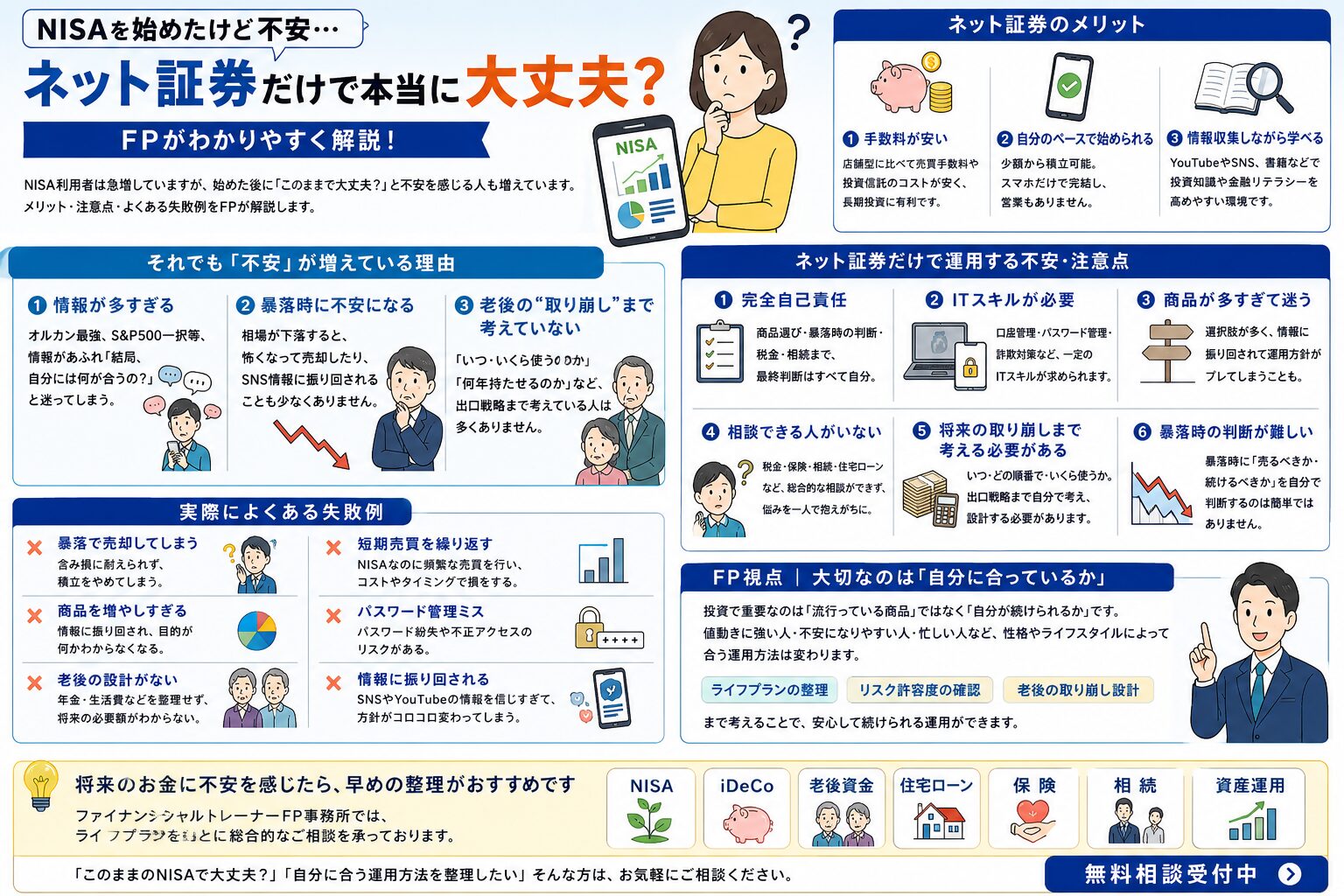 NISAを始めたけど不安…ネット証券だけで本当に大丈夫？FPが解説