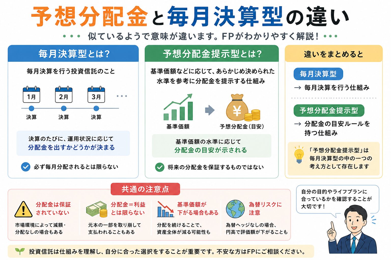 「予想分配金」と「毎月決算型」は何が違う？FPがわかりやすく解説