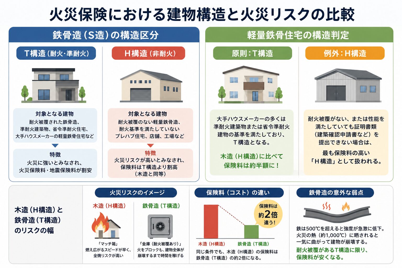 【2026年版】火災保険の建物構造とは？木造・軽量鉄骨・鉄骨造（S造）の違いと保険料差をFPが解説