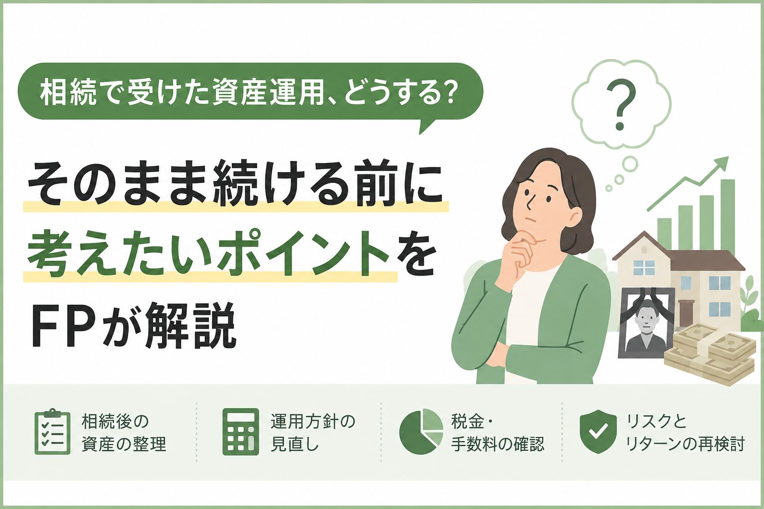 相続で受けた資産運用、どうする？そのまま続ける前に考えたいポイントをFPが解説