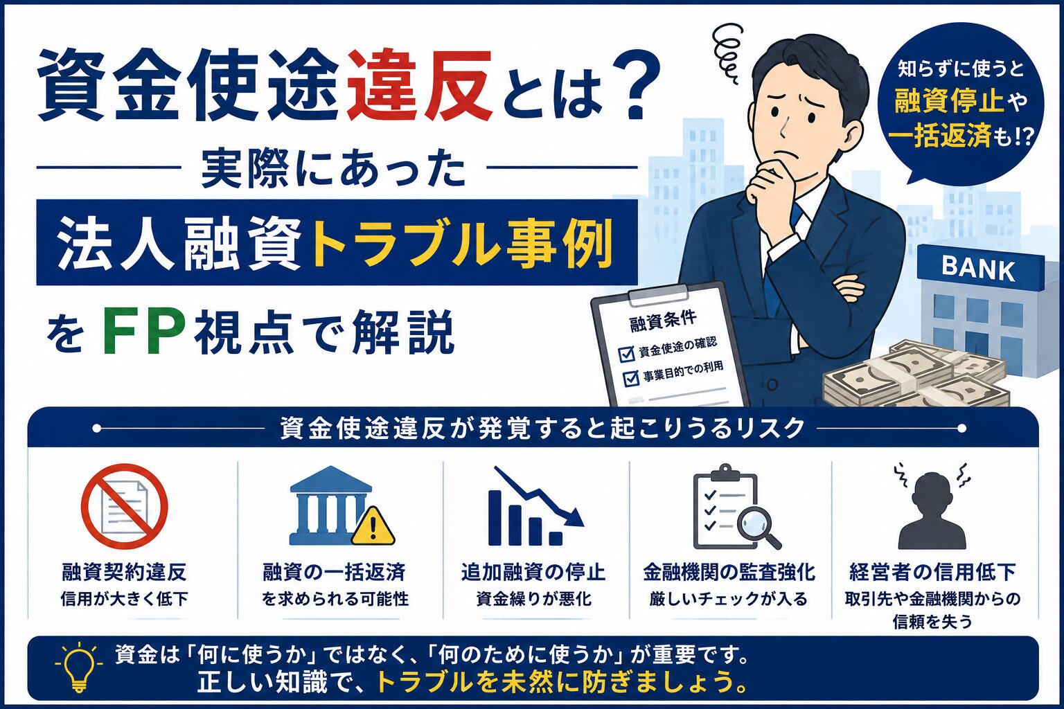 資金使途違反とは？実際にあった法人融資トラブル事例をFP視点で解説